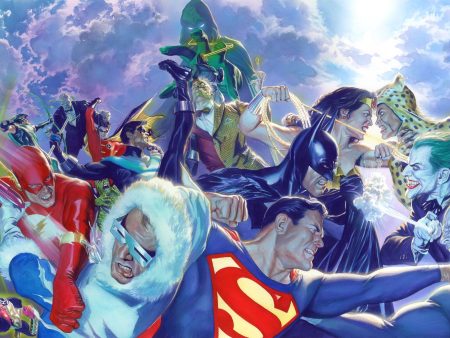 Alex Ross SIGNED Clash Batman Superman DC Giclee Print on Canvas Limited Edition For Discount